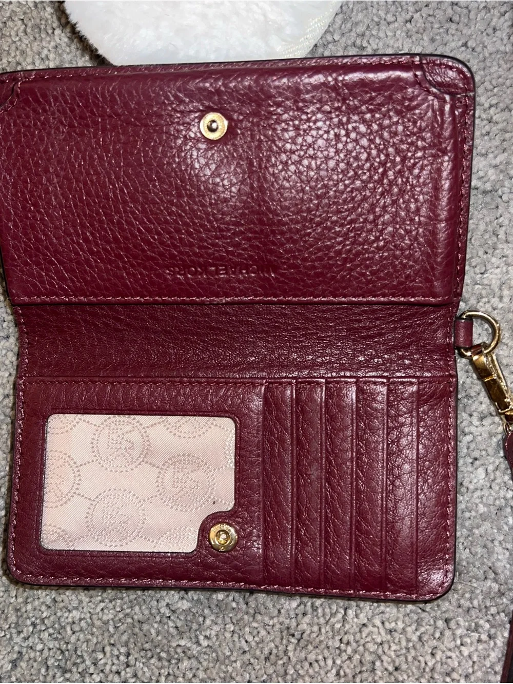 MICHAEL KORS Burgundy Pebbled Leather Crossbody Wallet